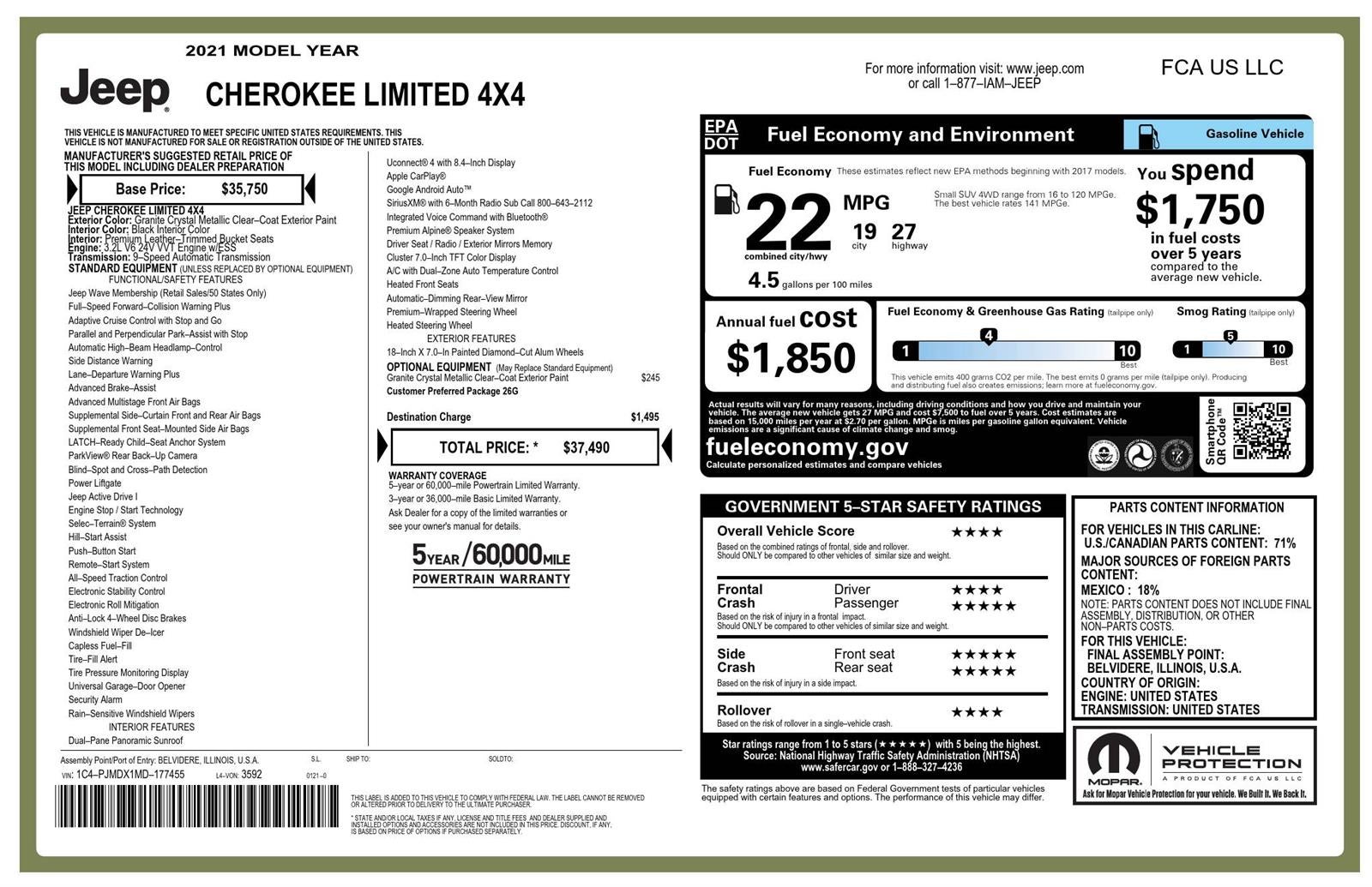 2021 Jeep Cherokee Limited 4x4