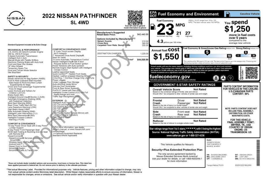 2022 Nissan Pathfinder SL 4WD