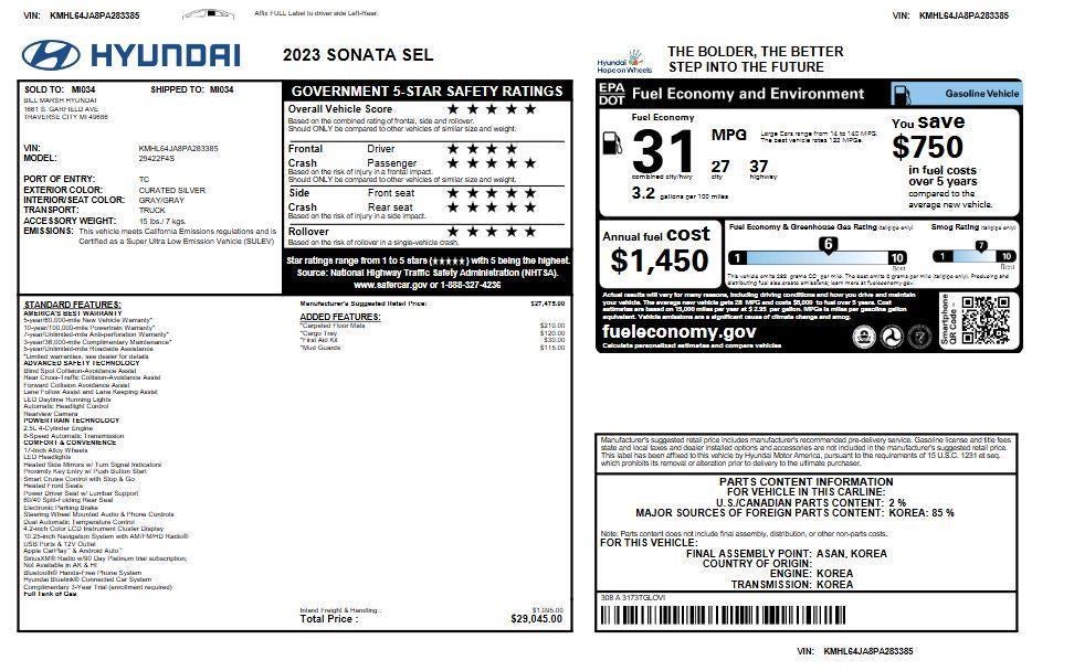 2023 Hyundai SONATA SEL 2.5L *LTD AVAIL*