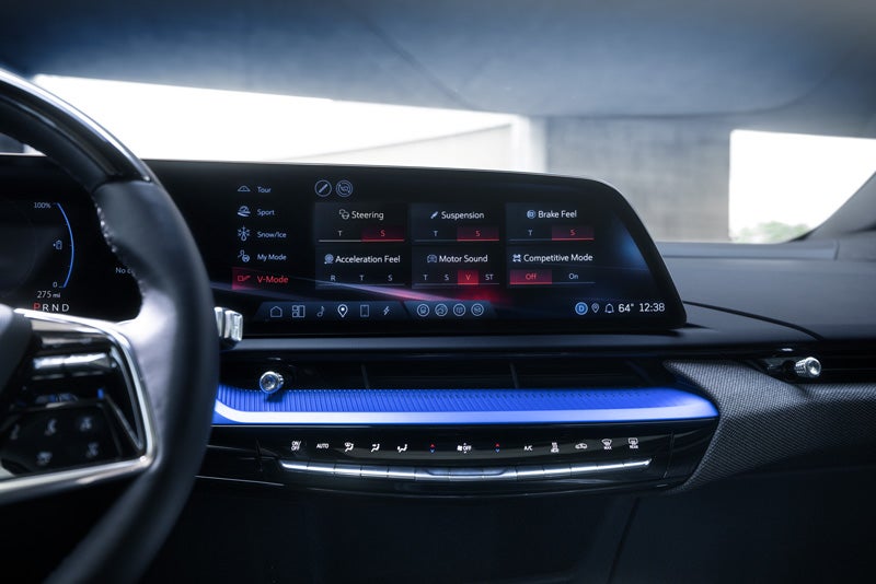 The 2026 OPTIQ-V Display Screen Displaying the V-Mode Settings | Allen Cadillac in Monroe MI