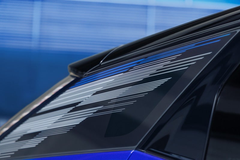 Close-up of the Modern Pattern on the 2026 OPTIQ-V Rear Quarter Glass | Allen Cadillac in Monroe MI